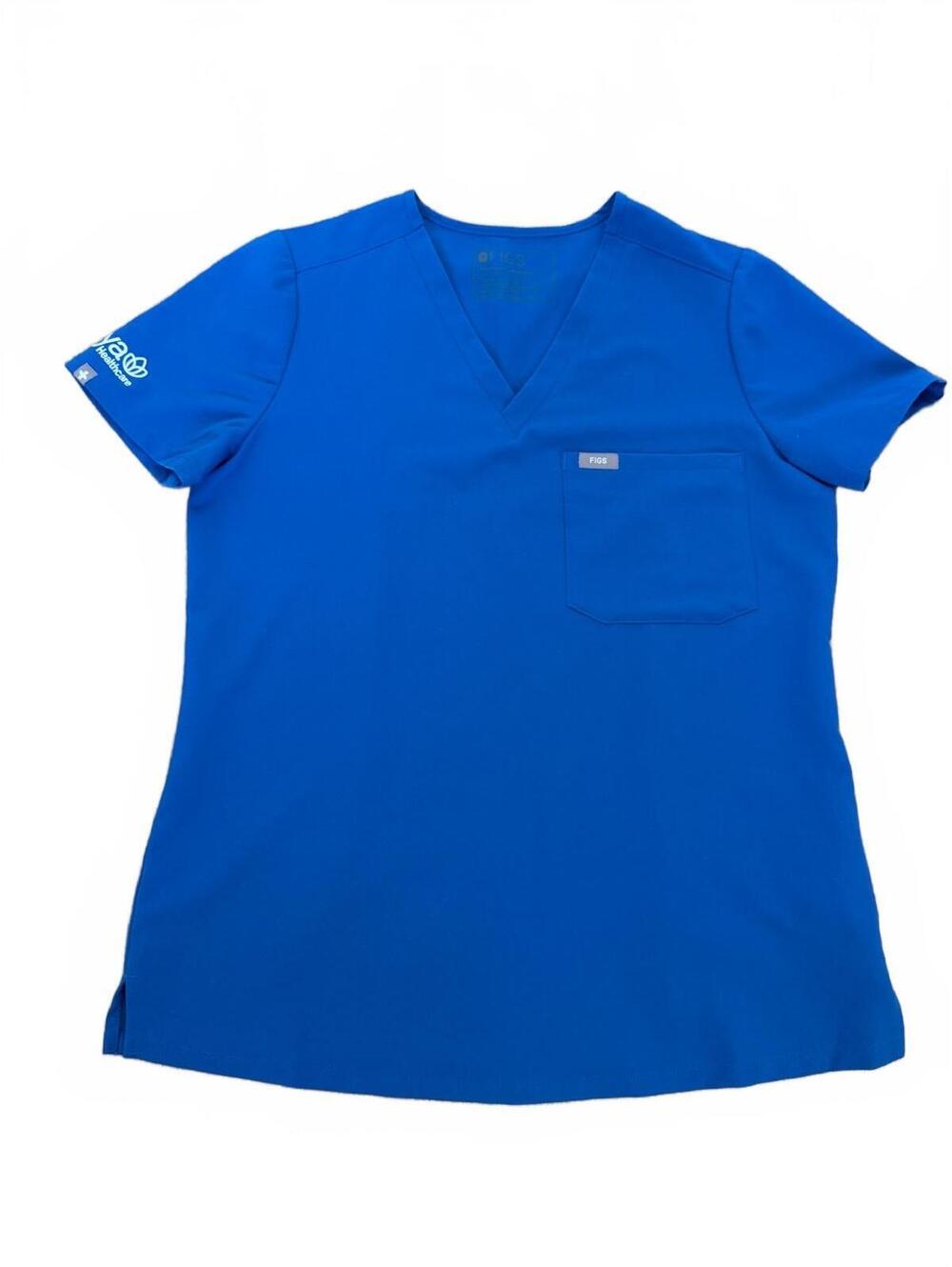 FIGS Women's Blue V-Neck Medical Scrub Top | Size S